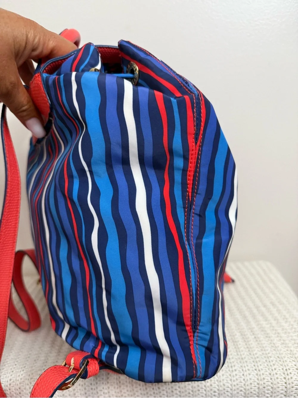 Vera Bradley Striped Blue and Red Women’s Backpack Bag medium